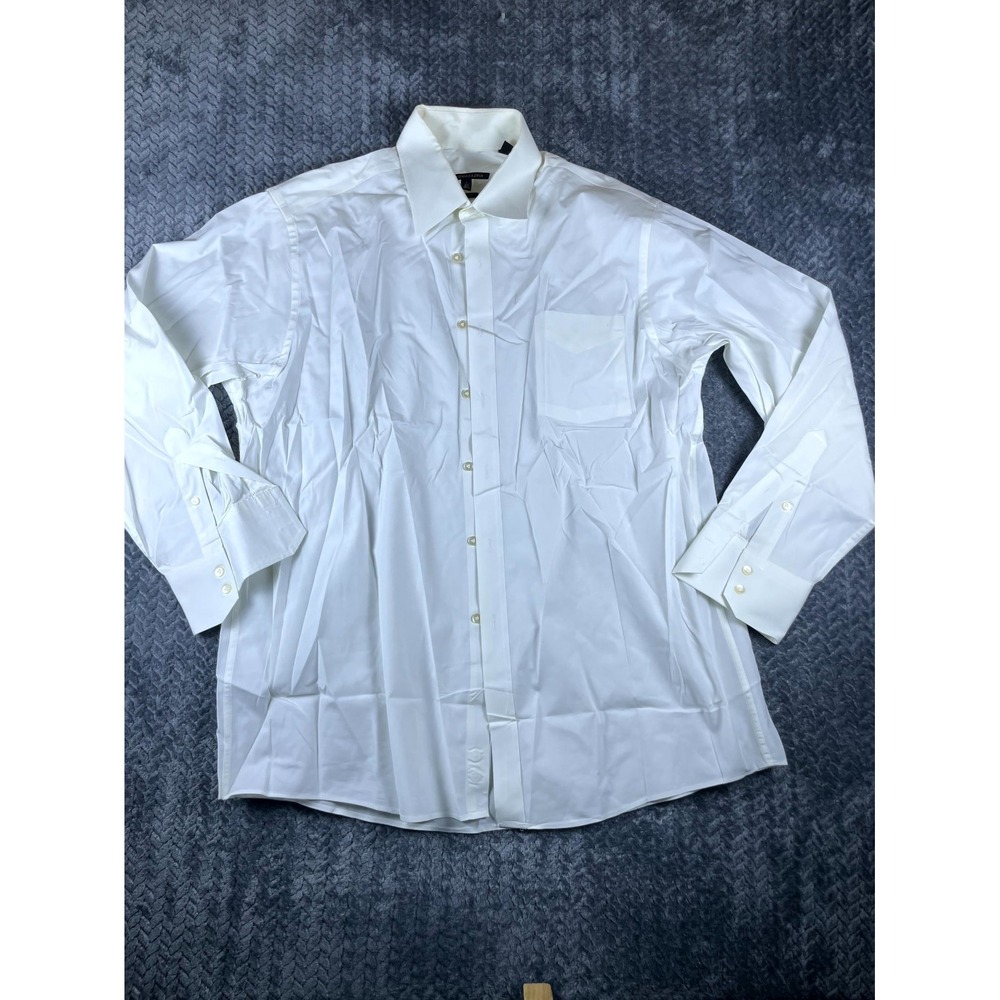 BCBGMAXAZRIA Slim Fit Dress Shirt Mens L 16.5 34-35 White Stretch Long Sleeve